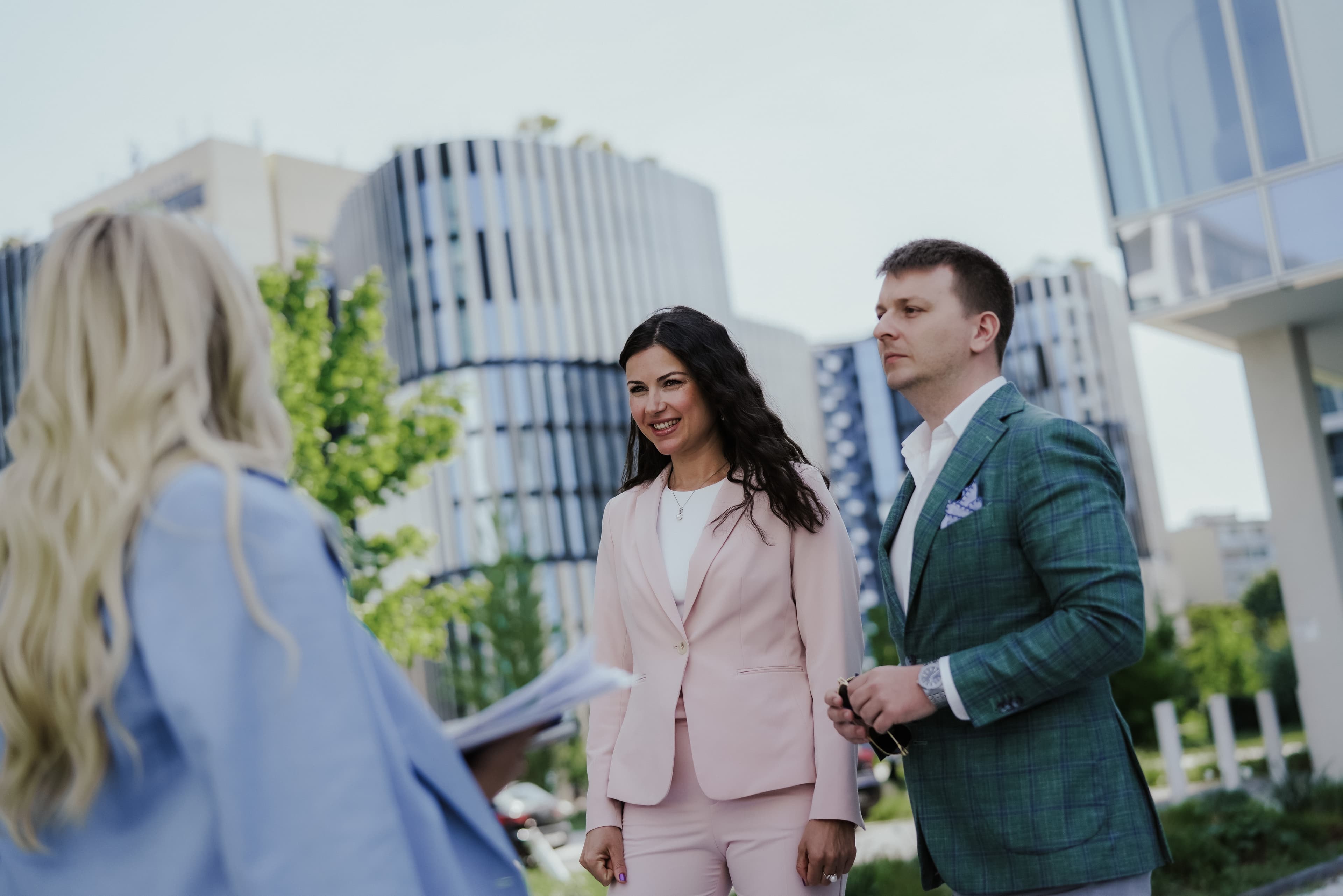 Kristina meeting clients outdoors
